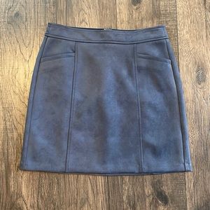 Blue suede mini skirt